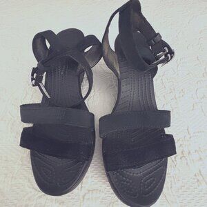 Crocs Black Wedge Sandals